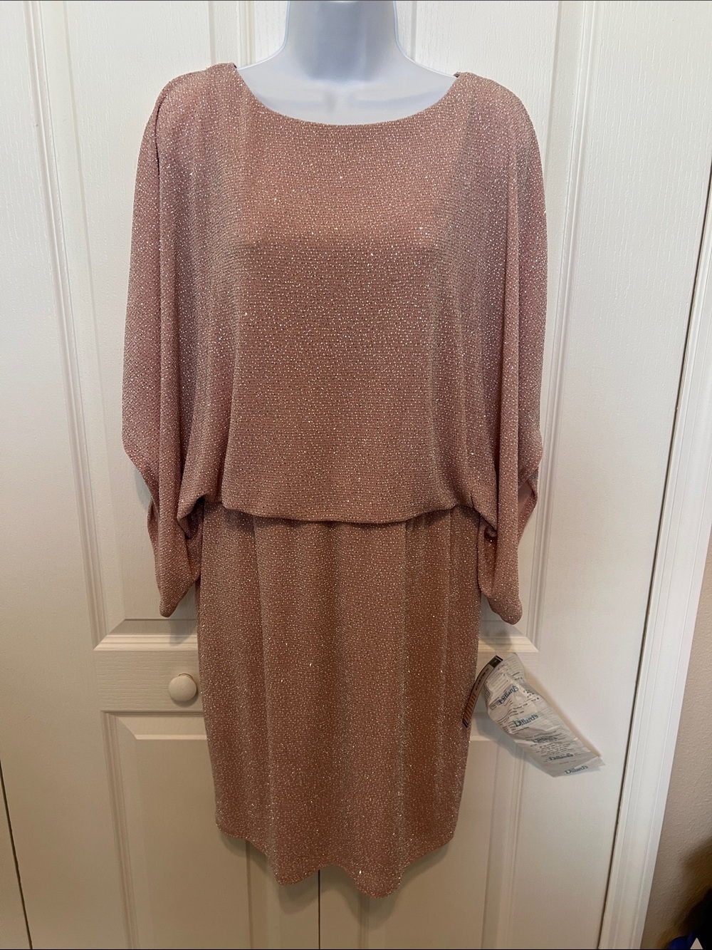 NWT Women’s Sparkle Blouson Dress in Dusty Rose/Blush